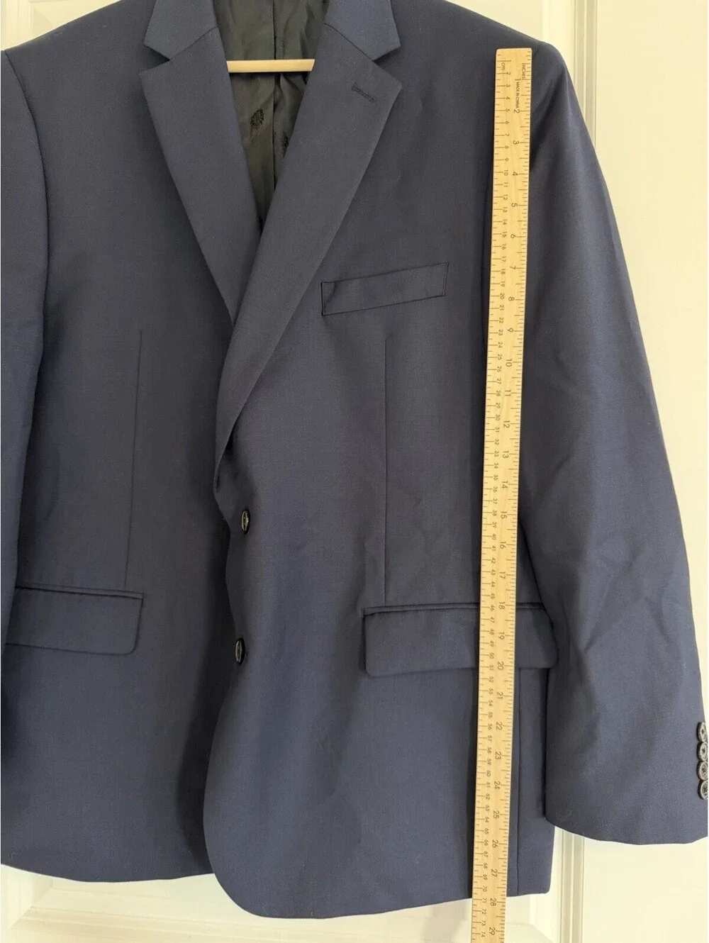 Lauren Ralph Lauren Navy Blue Blazer Size 46R Wool Blend Two Button Sport Coat